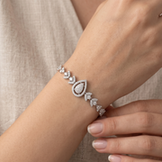 Pear 925 Sterling Silver Bracelet With Adjustable Length 8 Inch